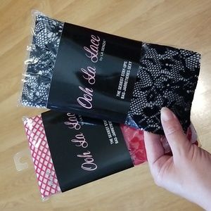 2 packs of oh la lace la senza stay-ups in red and black M-L NWT
